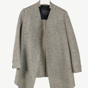 Marie Saint Pierre Grey Tweed Scuba Open-Front Coat